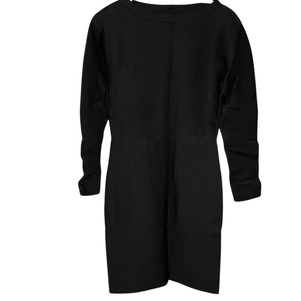 COS Black Scuba Shift Dress XS Thick Structured Minimalist 3/4 Sleeve